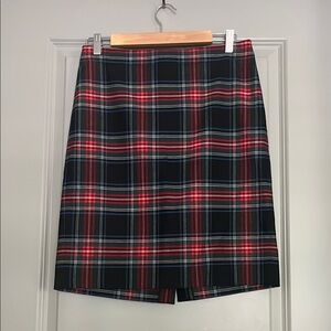J. Crew Red Tartan Stewart Plaid Pencil Skirt Wool Blend Size 6